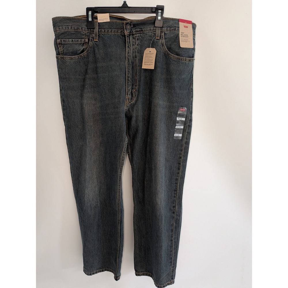 Levis 555 Relaxed Straight Jeans Mens 40x32 Dark Wash Denim New NWT